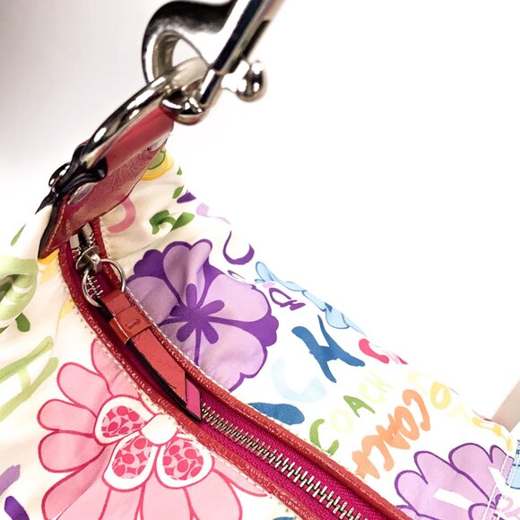 COACH Poppy Daisy Floral Graffiti Multi Color Hobo Shoulder Bag - B1082-F14883 - Picture 12 of 16